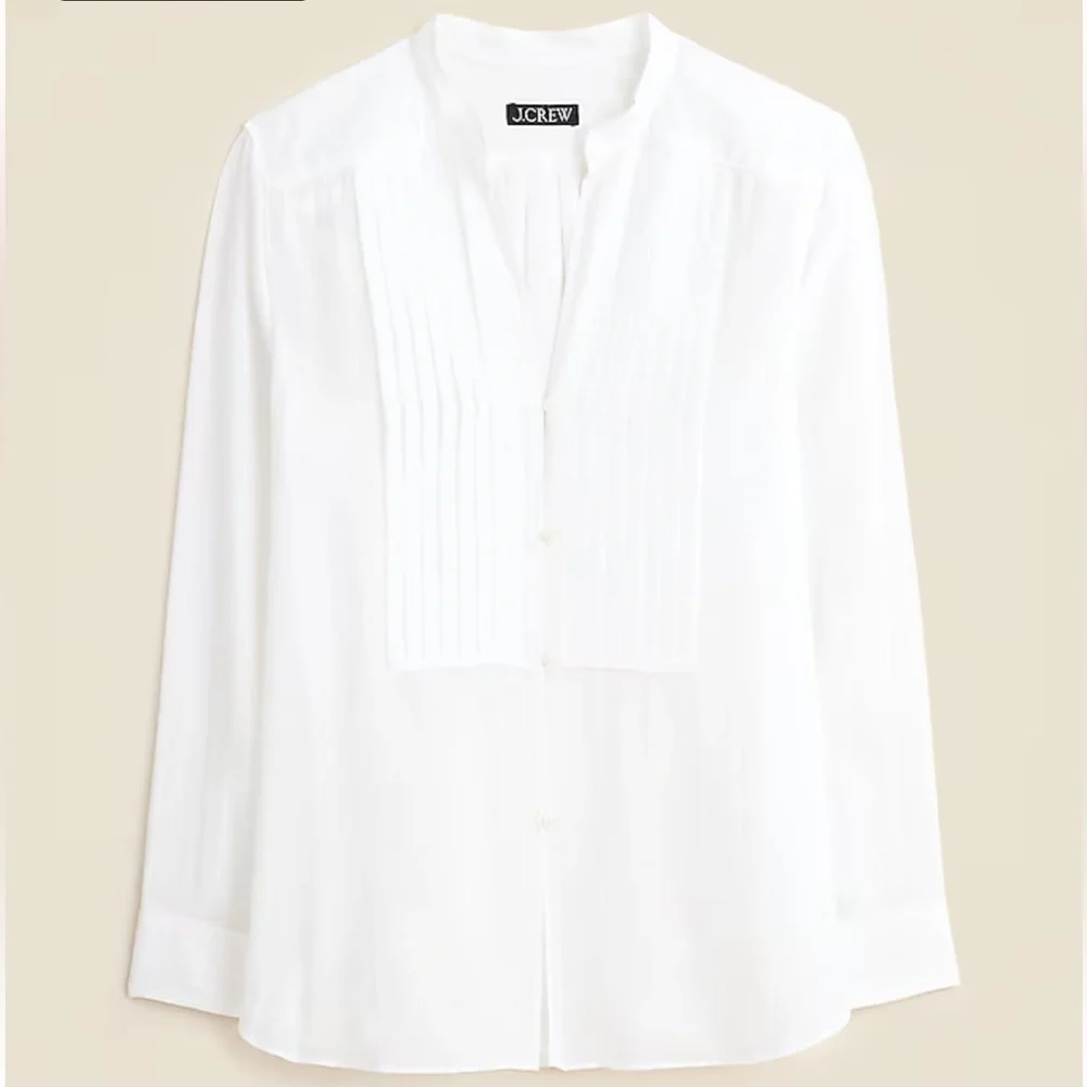 J crew white Pintuck top in cotton voile